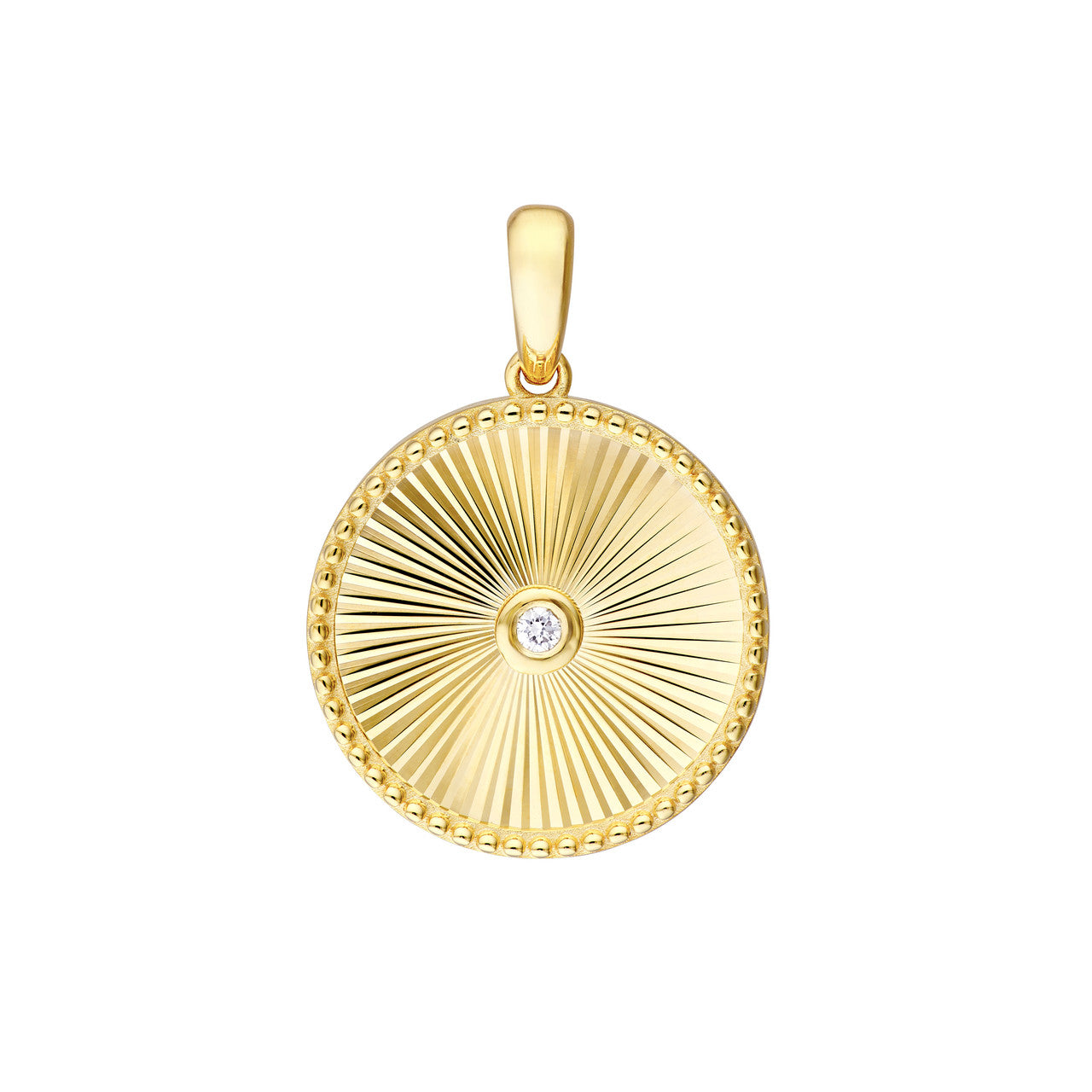 14K Yellow Gold 3pt Diamond Round Radiant Pendant