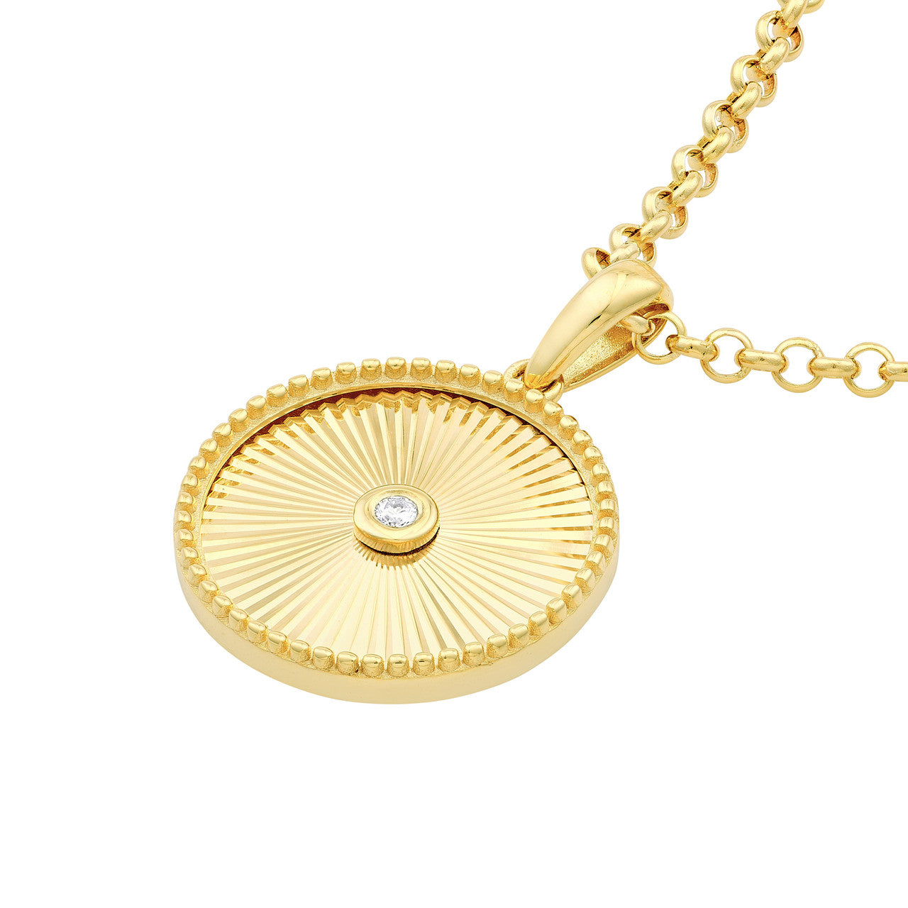 14K Yellow Gold 3pt Diamond Round Radiant Pendant