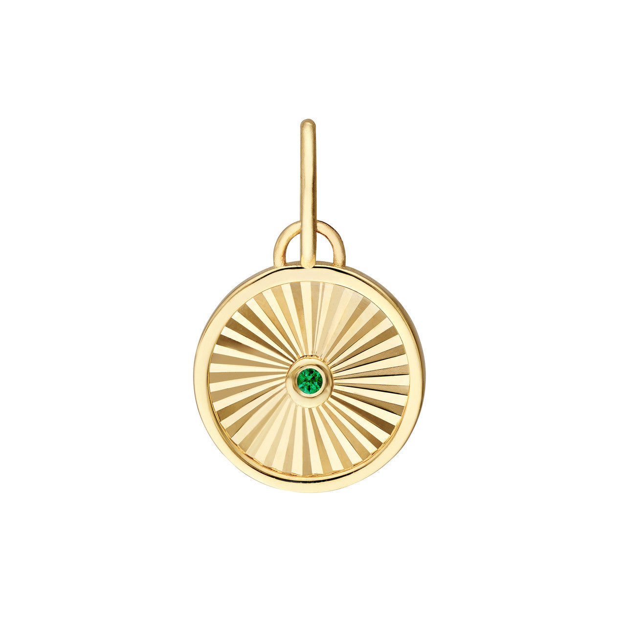 14K Yellow Gold Emerald Round Radiant Pendant