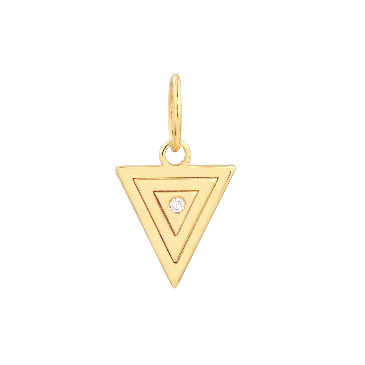 14K Yellow Gold 1.5pt Diamond Triangle Stacked Pendant
