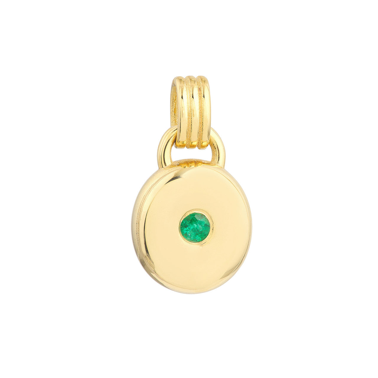 14K Yellow Gold Emerald Round Pendant