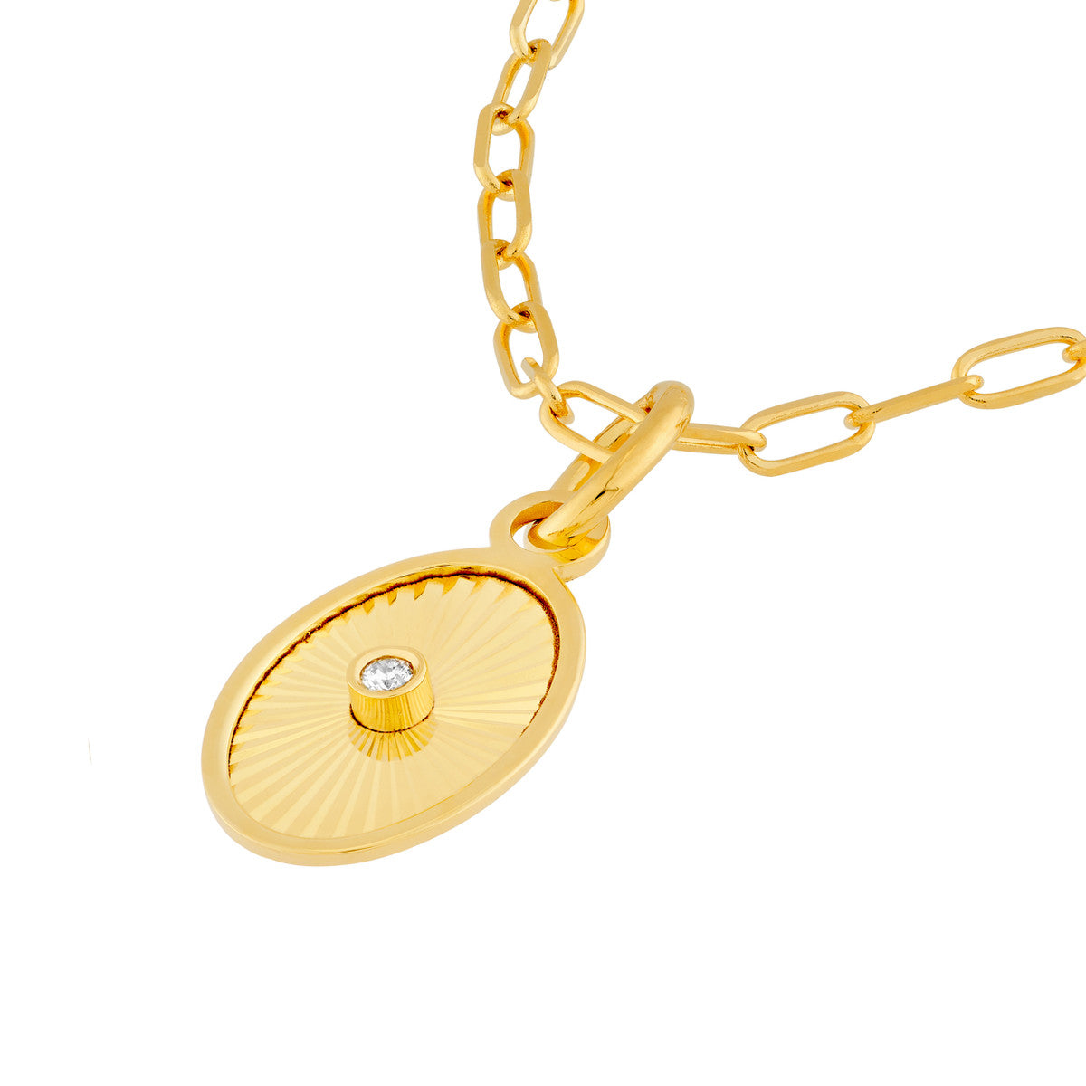 14K Yellow Gold Diamond Fluted Oval Charm