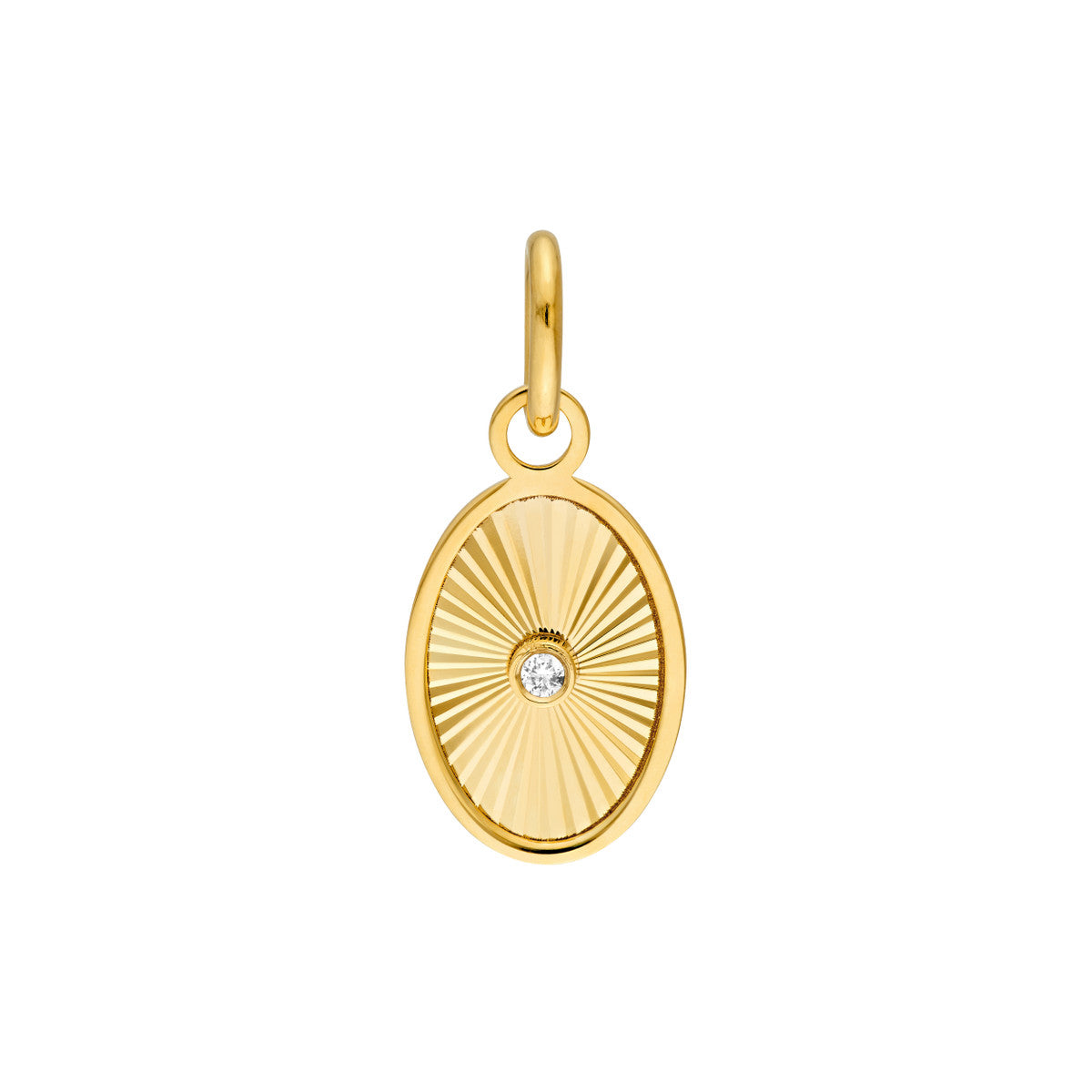 14K Yellow Gold Diamond Fluted Oval Charm