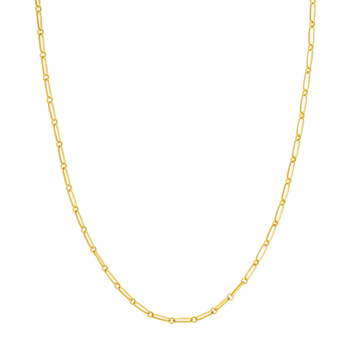 14K Yellow Gold Oval and Round Open Link Chain
