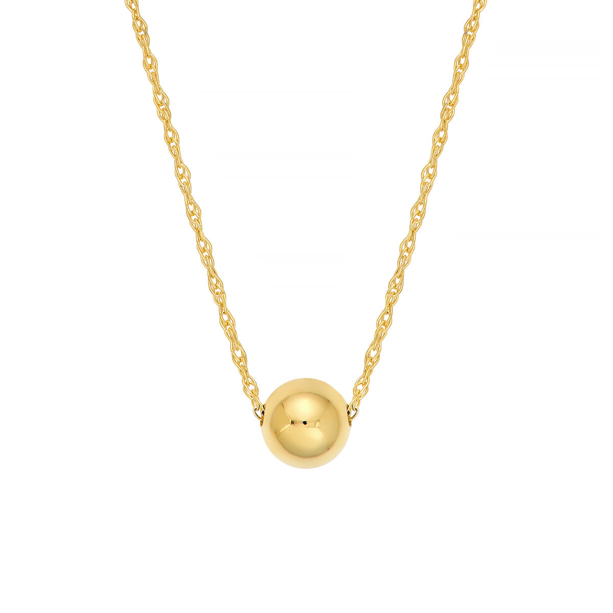 14K Yellow Gold Puffy Bead Charm Necklace