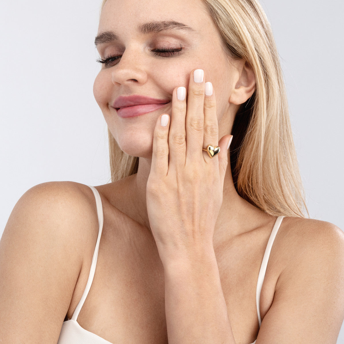 14K Yellow Gold Puffy Heart Ring