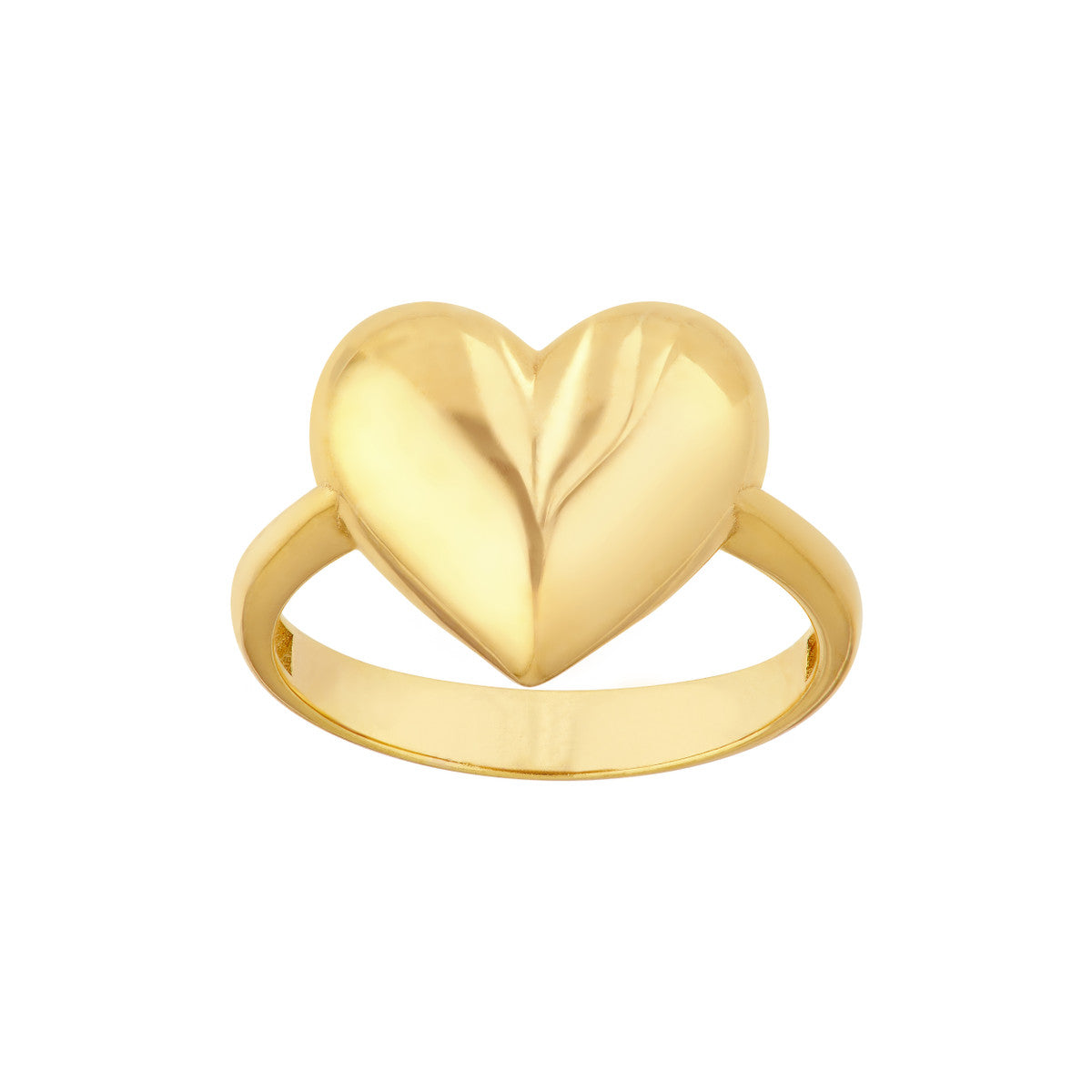 14K Yellow Gold Puffy Heart Ring