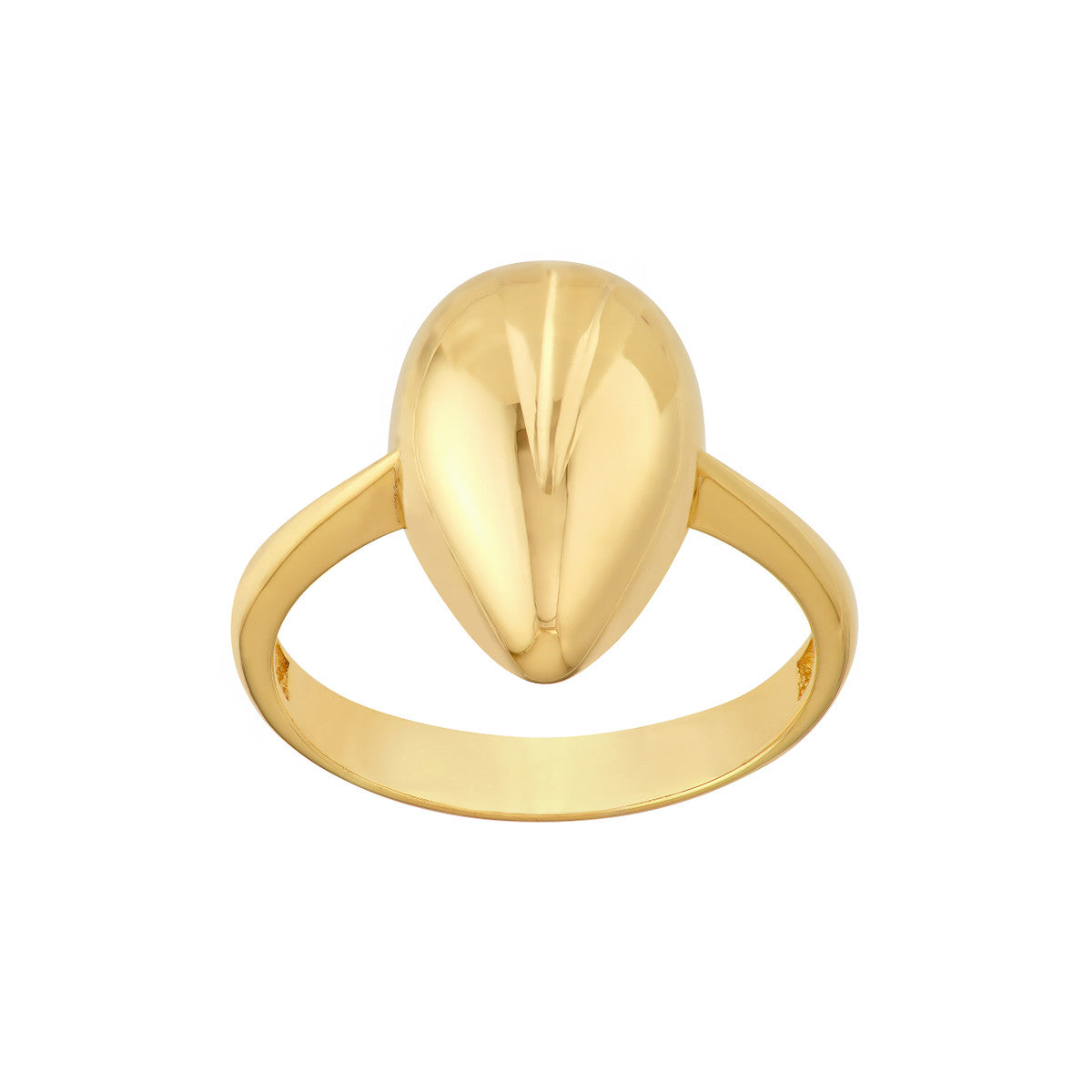 14K Yellow Gold Puffy Teardrop Ring