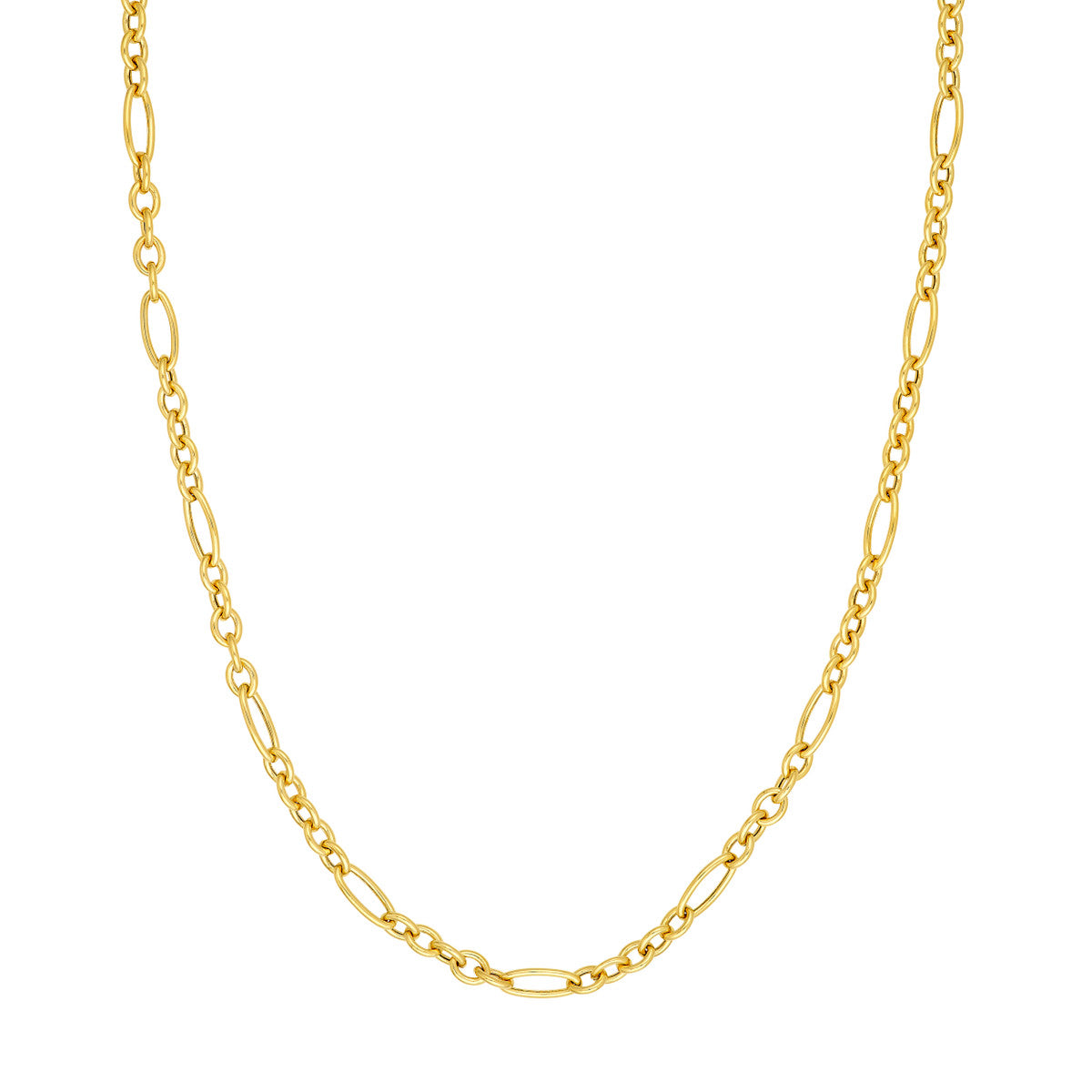 14K Yellow Gold Hollow Polished Oval Link 5+1 Chain