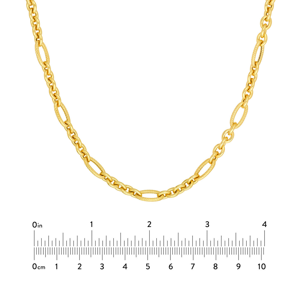 14K Yellow Hollow Alternating Twisted Oval Link 5+1 Chain Necklace