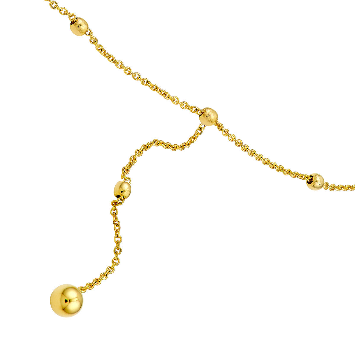 14K Yellow Gold Beaded Chain Lariat Necklace Birmingham Jewelry Necklace Birmingham Jewelry