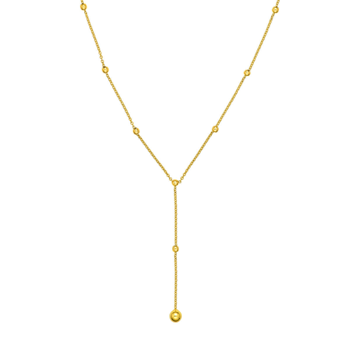 14K Yellow Gold Beaded Chain Lariat Necklace Birmingham Jewelry Necklace Birmingham Jewelry