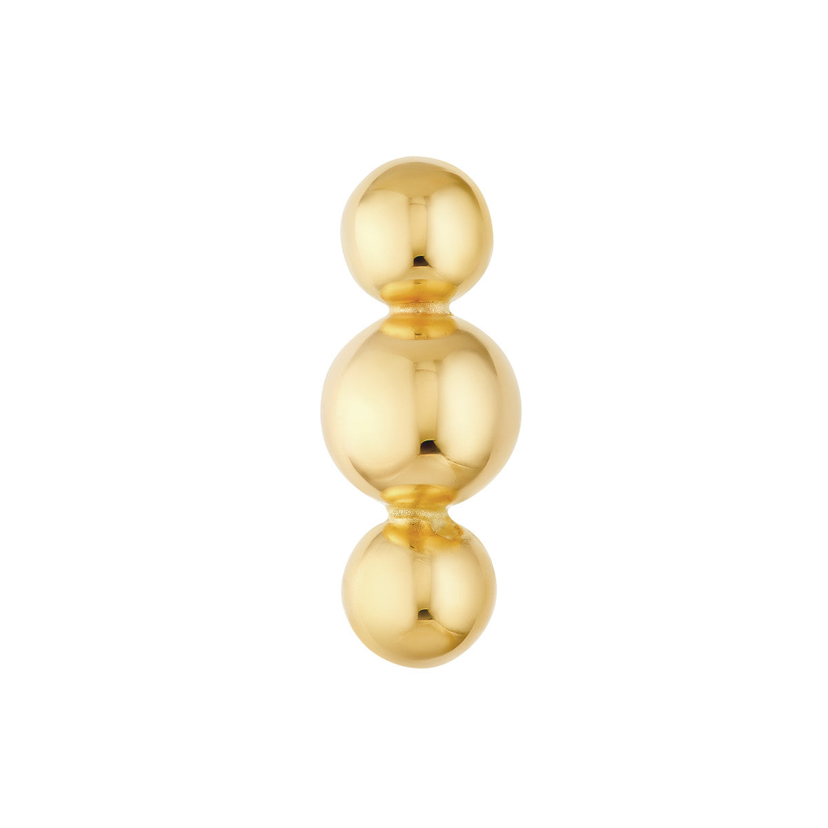 14K Yellow Gold Linear Trio Bead Stud Earrings