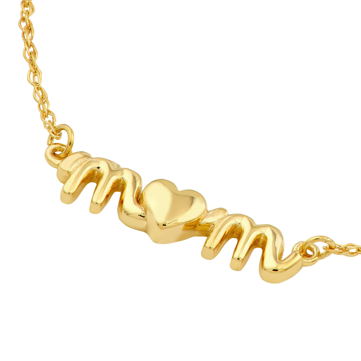14K Yellow Gold Mom Heart Necklace