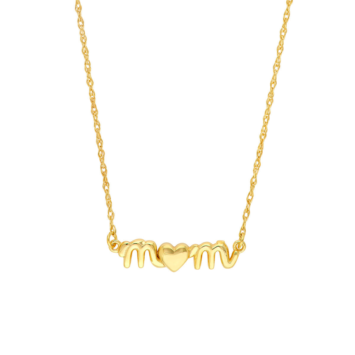 14K Yellow Gold Mom Heart Necklace