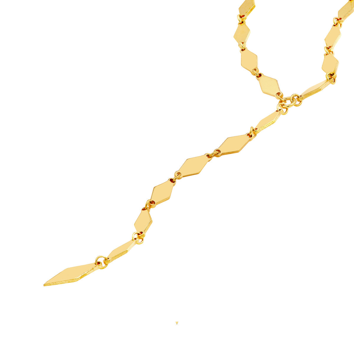 14K Yellow Gold Mirror Diamond Shape Link Lariat Necklace Birmingham Jewelry Necklace Birmingham Jewelry