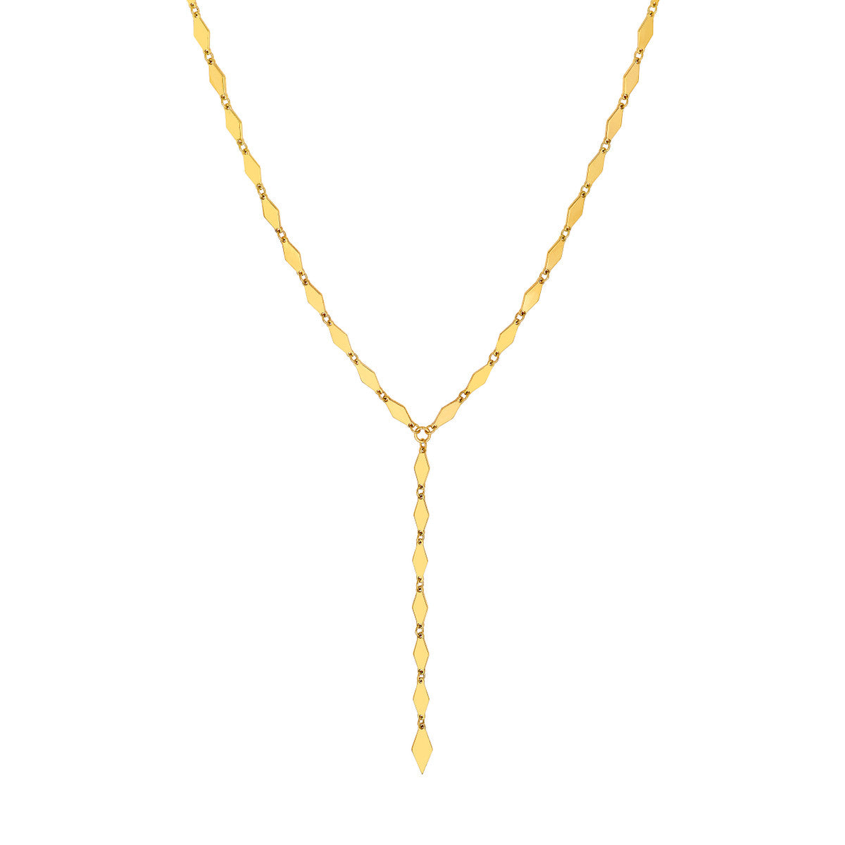 14K Yellow Gold Mirror Diamond Shape Link Lariat Necklace Birmingham Jewelry Necklace Birmingham Jewelry