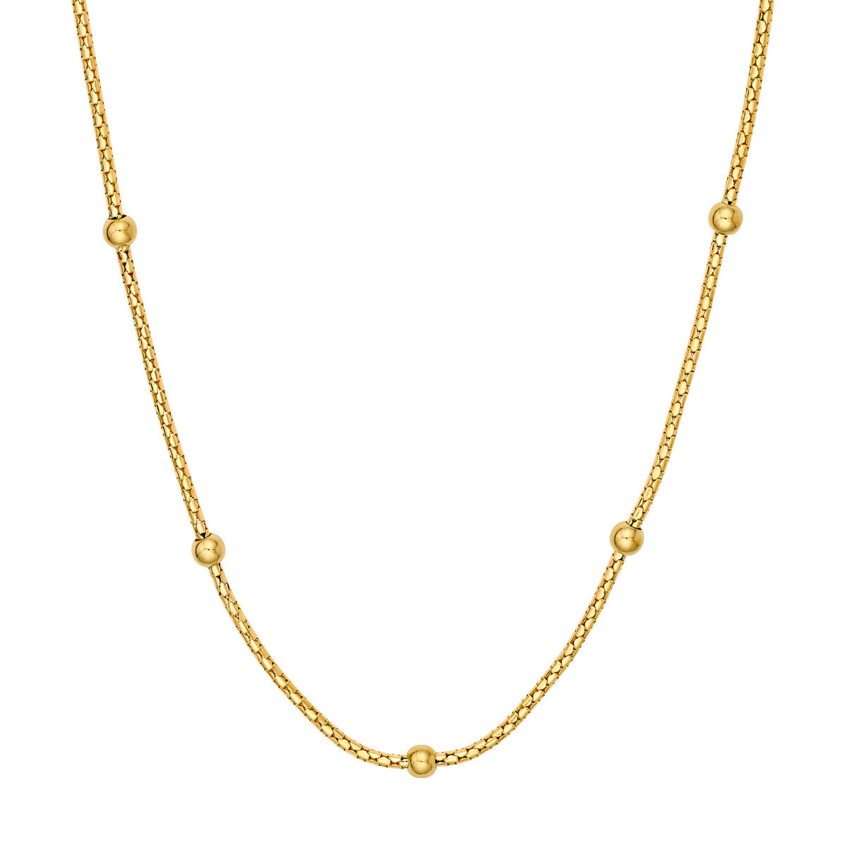 14K Yellow Gold Diamond Cut Beaded Popcorn Chain