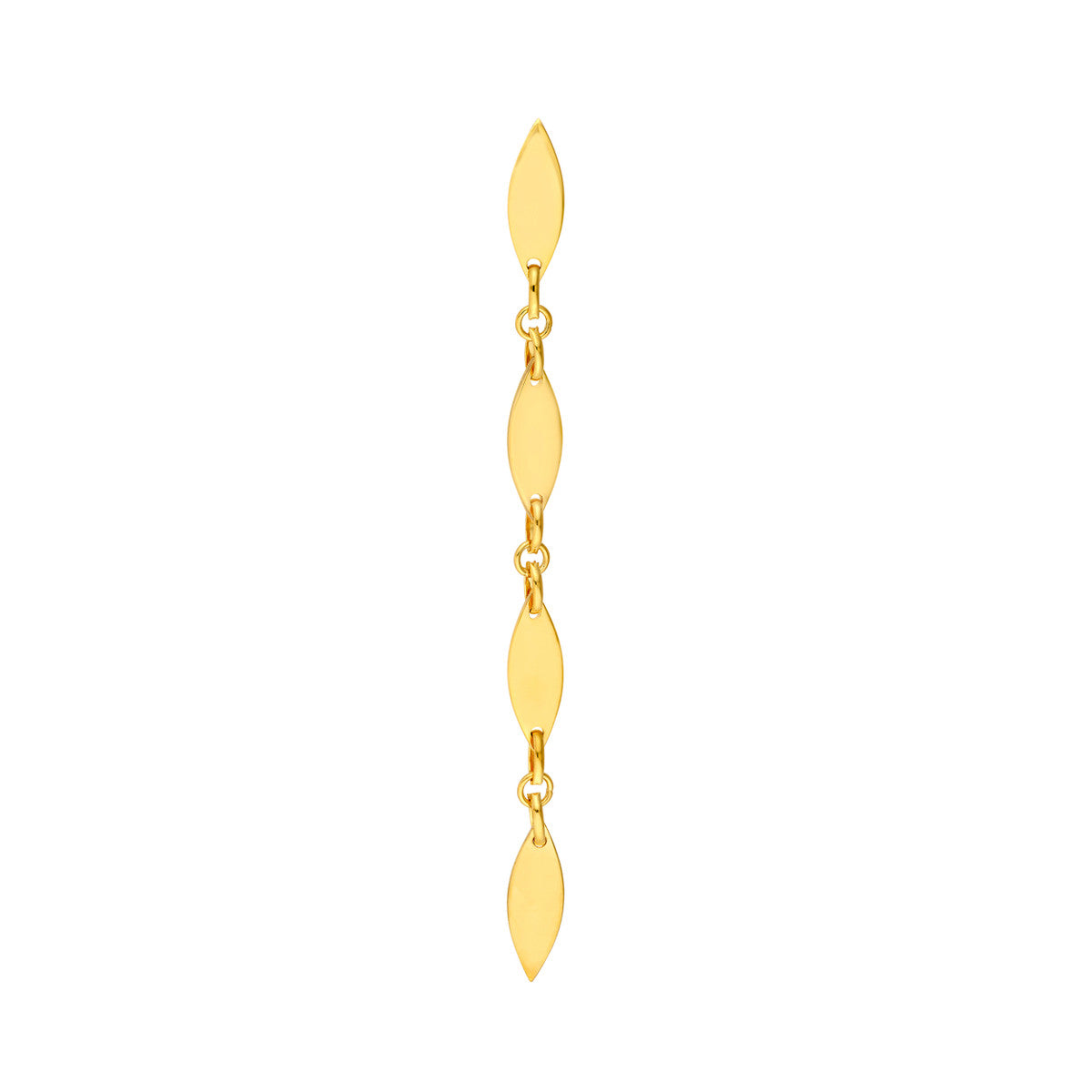 14K Yellow Gold Mirror Long Diamond Shape Link Dangle Earrings
