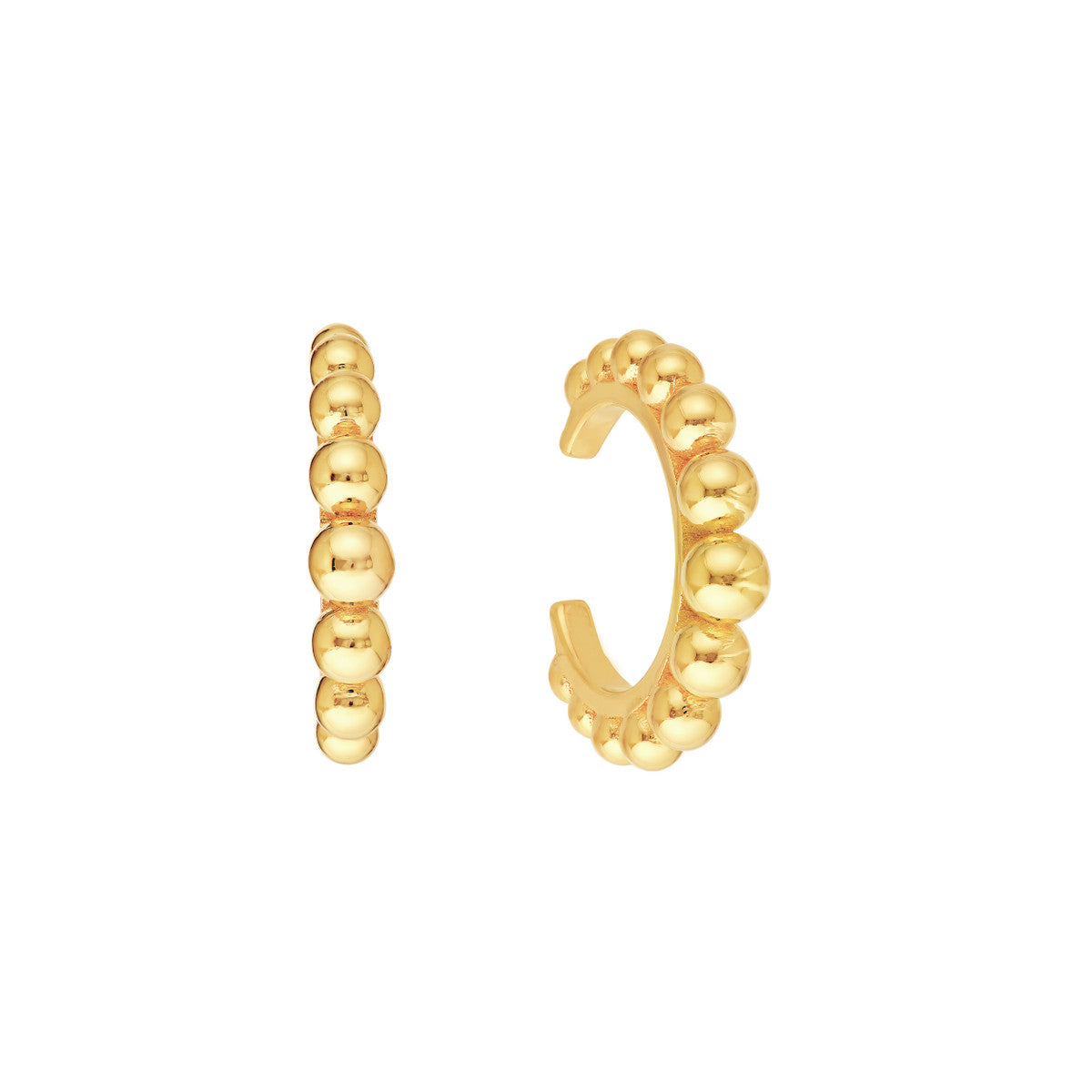 14K Yellow Gold Graduated Beaded Ear Cuffs