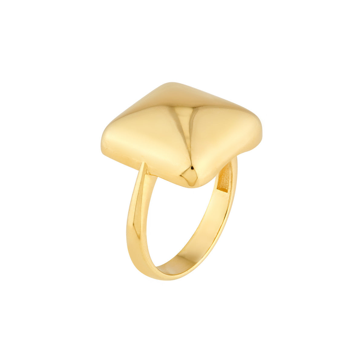 14K Yellow Gold Puffy Rectangle Ring