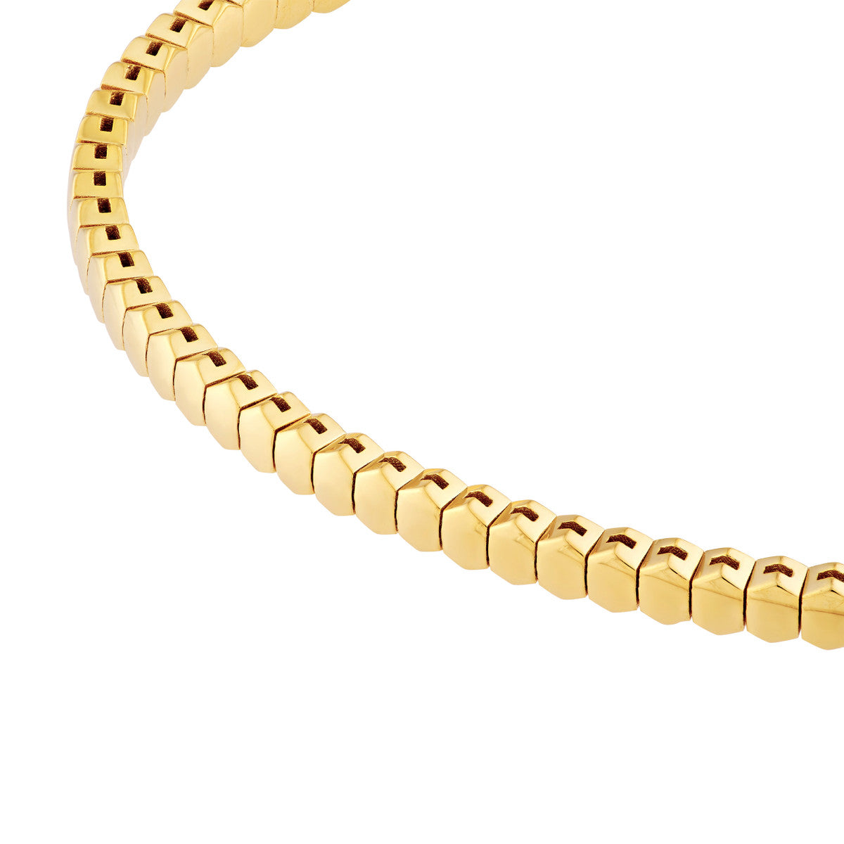 14K Yellow Gold 3.10mm Hexagonal Link Flexi Bracelet