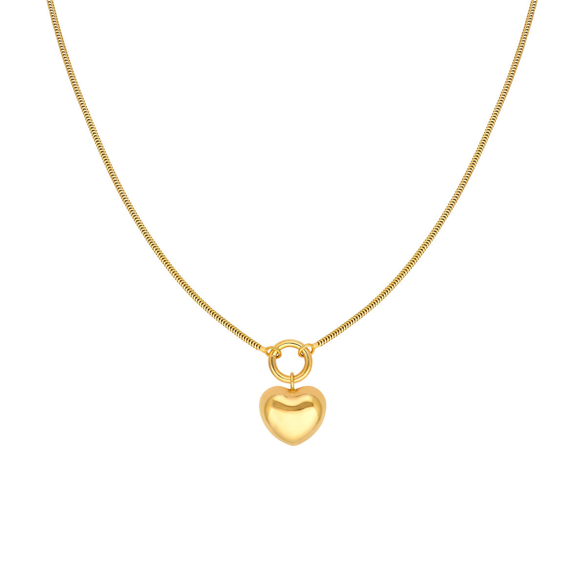 14K Yellow Gold Dangle Heart Necklace