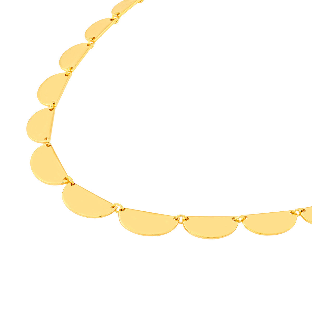 14K Yellow Gold Graduated Half Moon Link Necklace