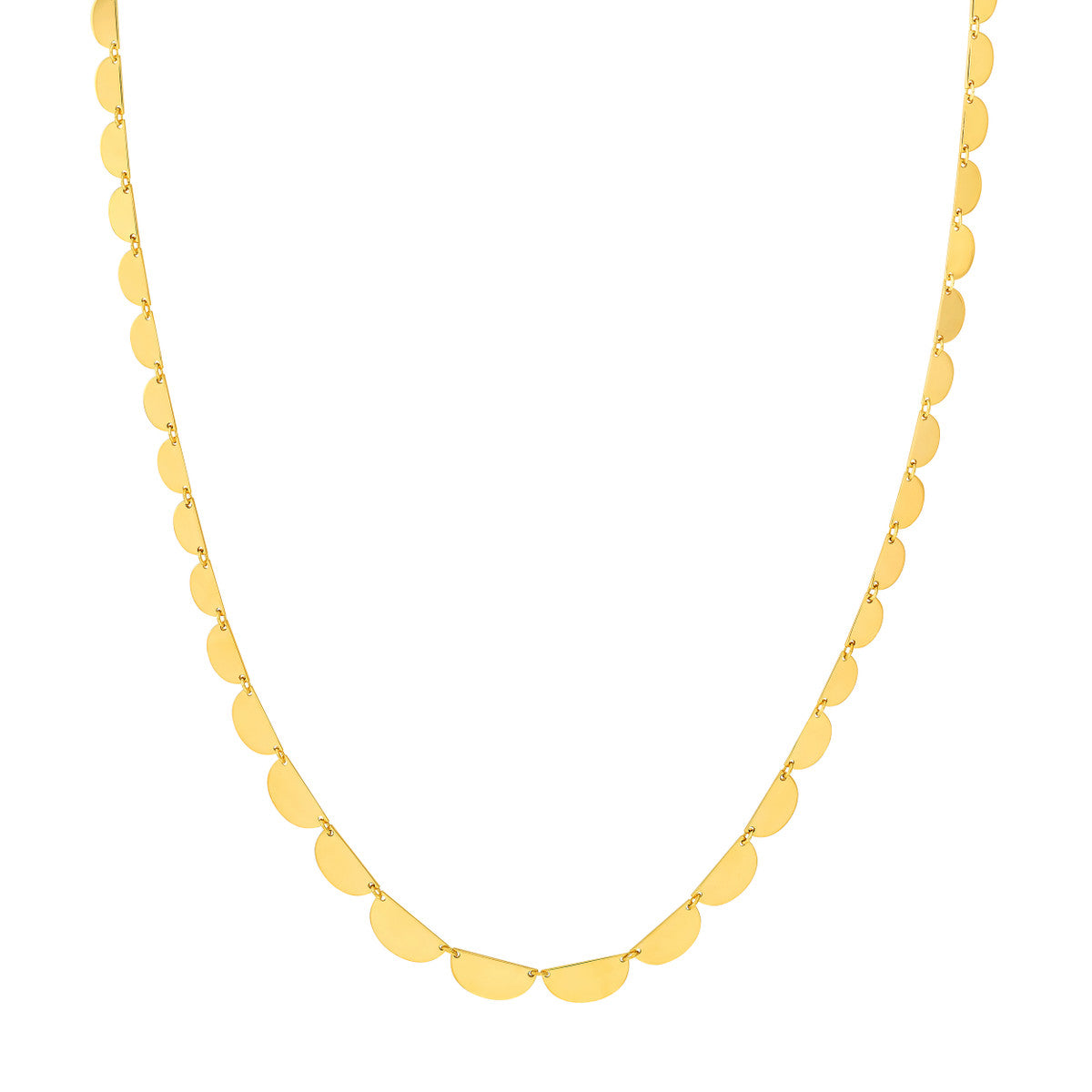 14K Yellow Gold Graduated Half Moon Link Necklace