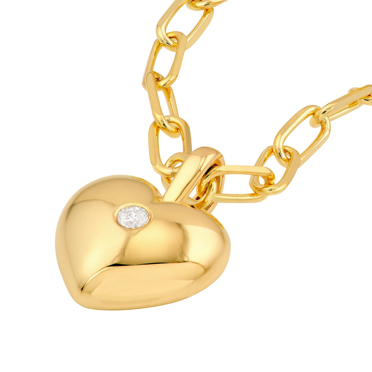 14K Yellow Gold Diamond Heart Pendant