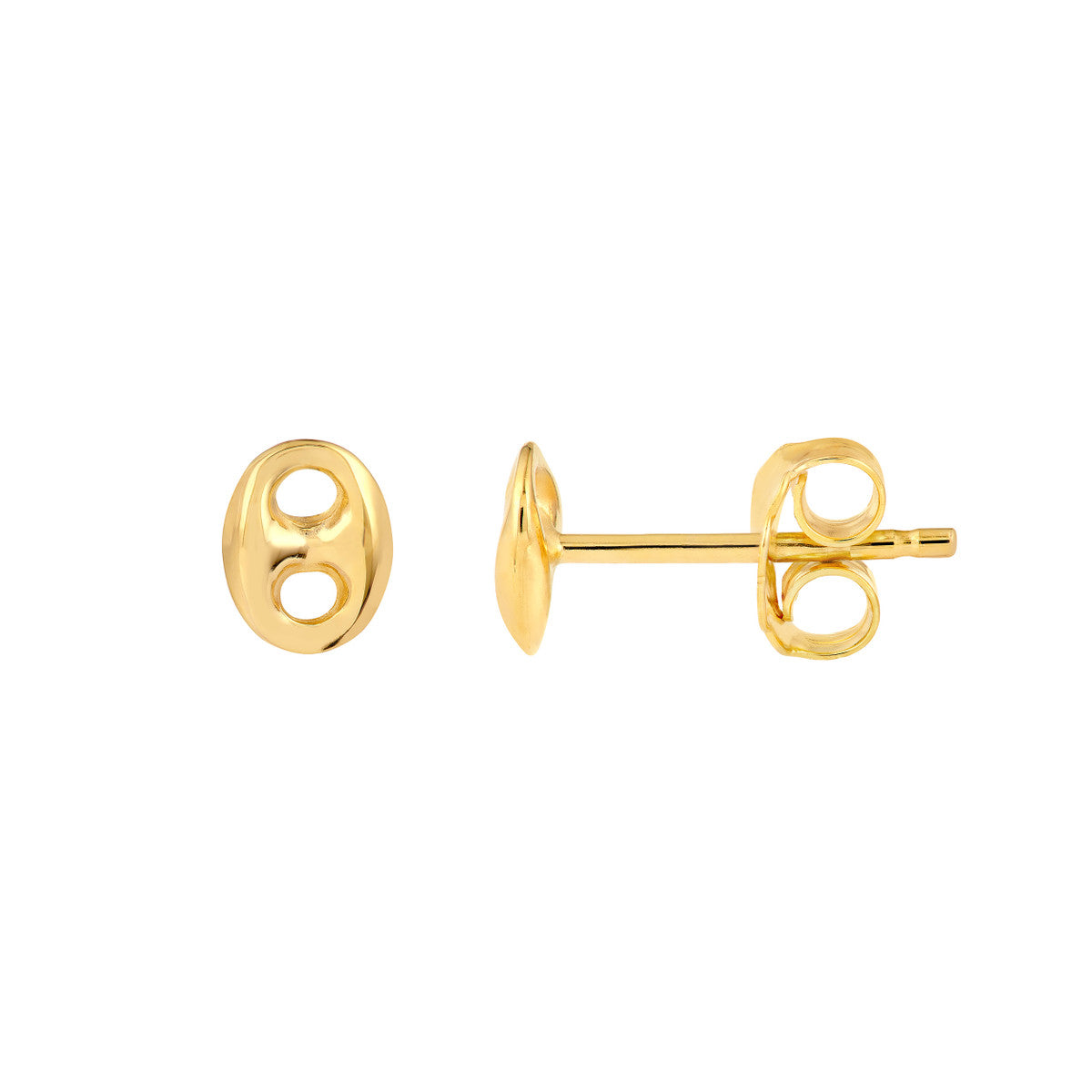 14K Yellow Gold Puffy Mariner Stud Earrings