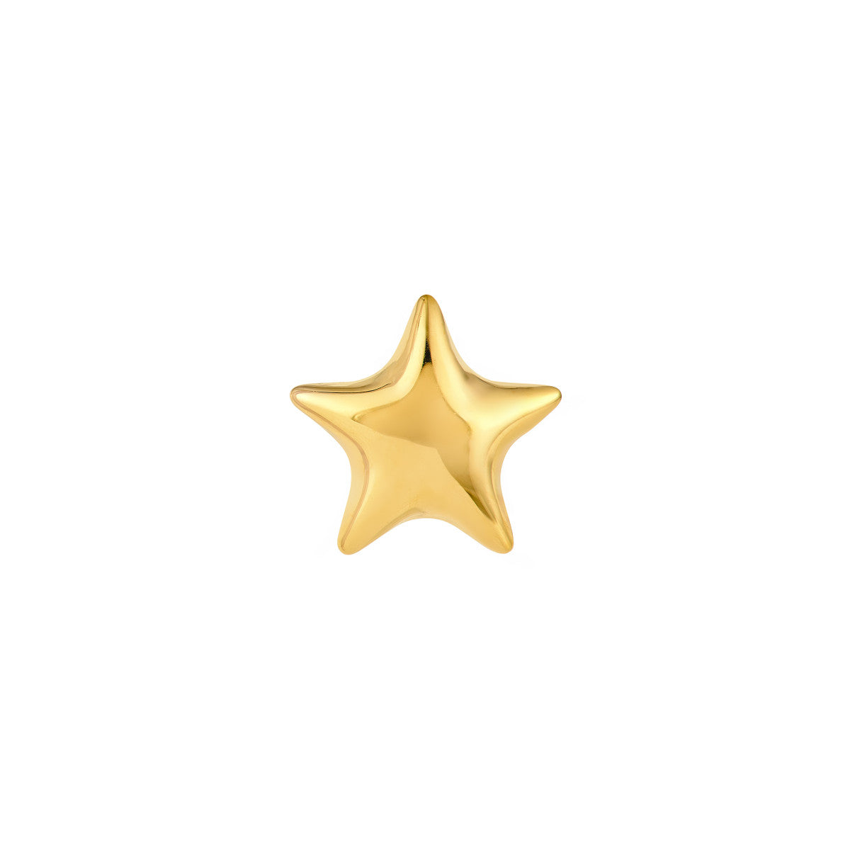 14K Yellow Gold Puffy Star Stud Earrings
