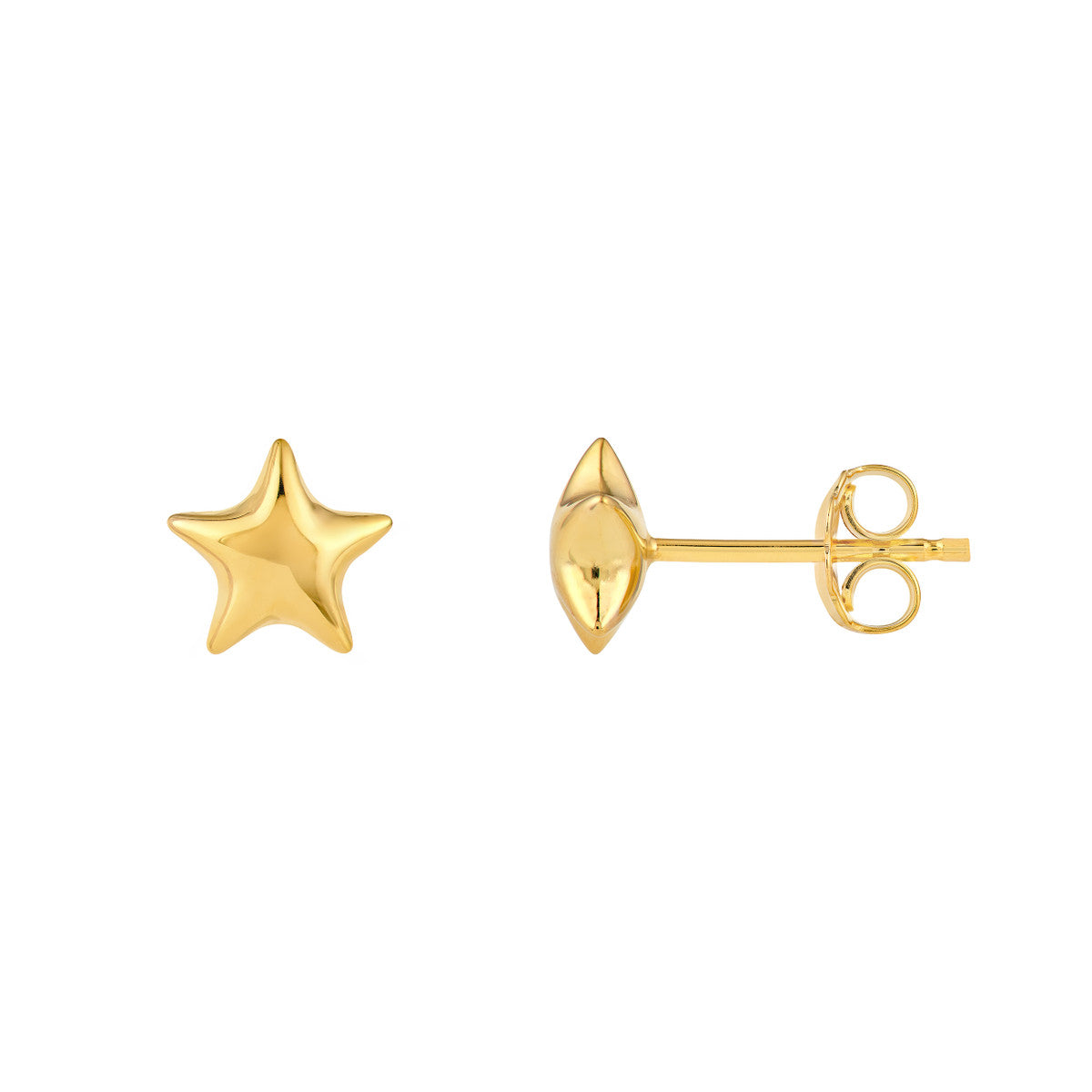 14K Yellow Gold Puffy Star Stud Earrings