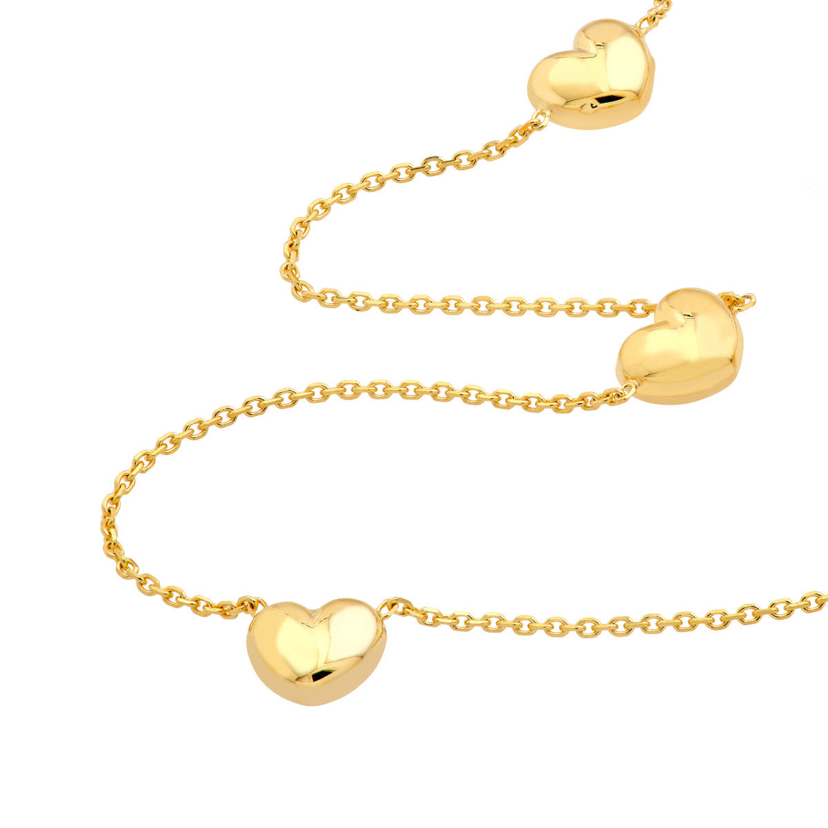 14K Yellow Gold Multi Heart Station Necklace Birmingham Jewelry Necklace Birmingham Jewelry