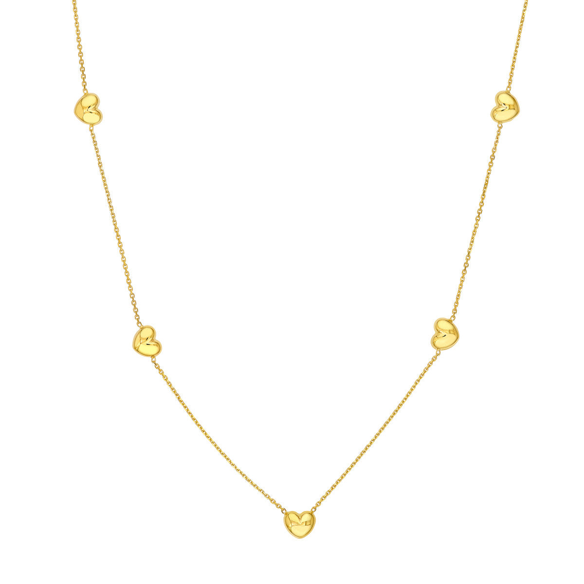 14K Yellow Gold Multi Heart Station Necklace Birmingham Jewelry Necklace Birmingham Jewelry