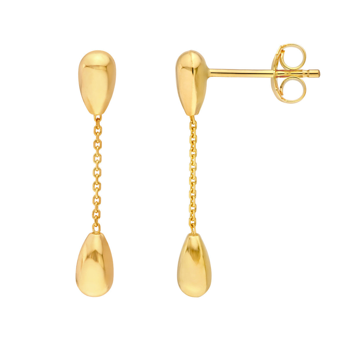 14K Yellow Gold Teardrop Cable Chain Dangle Earrings Birmingham Jewelry Earrings Birmingham Jewelry