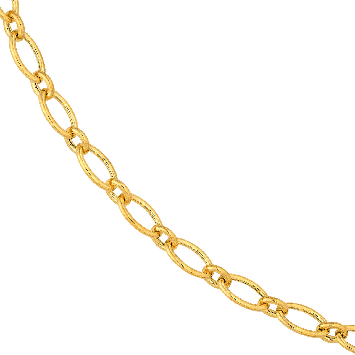 14K Yellow Gold Hollow Oval Link 1+1 Chain Necklace