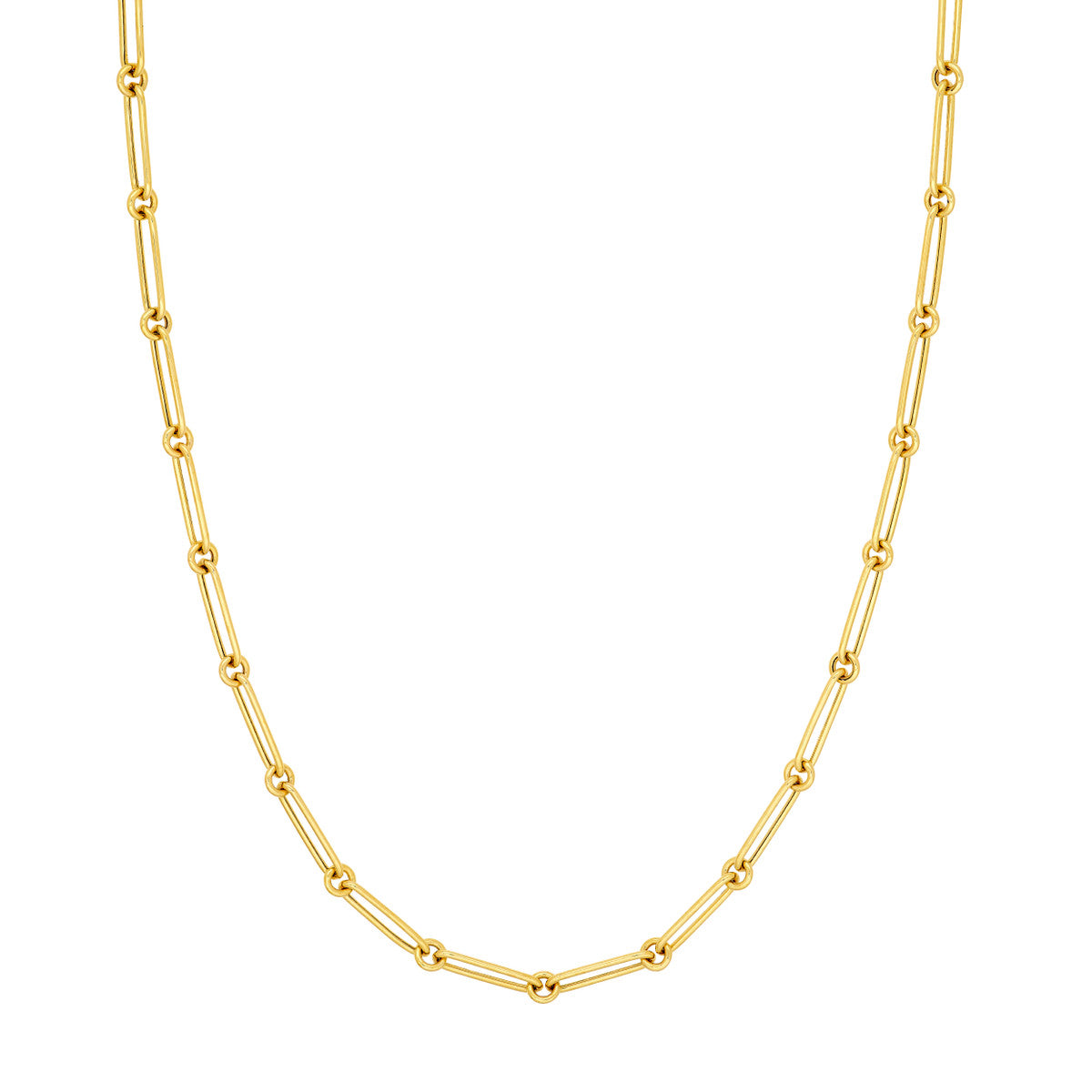 14K Yellow Gold Hollow Fancy Link 1+1 Chain