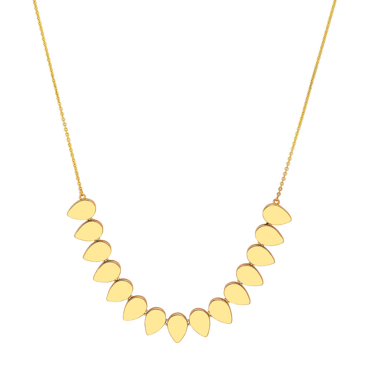 14K Yellow Gold Flat Teardrop Necklace