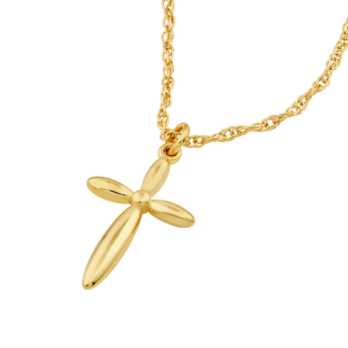 14K Yellow Gold Puffy Cross Pendant Necklace Birmingham Jewelry Necklace Birmingham Jewelry