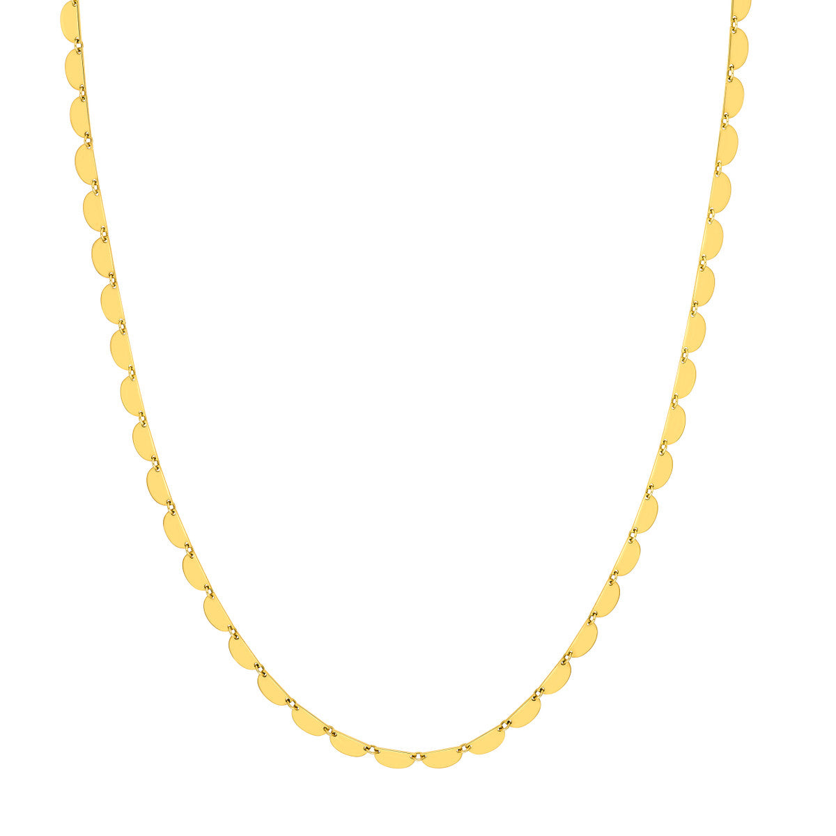 14K Yellow Gold Half Moon Link Necklace