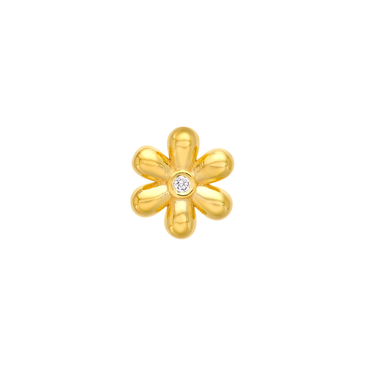14K Yellow Gold Diamond Flower Stud Earrings