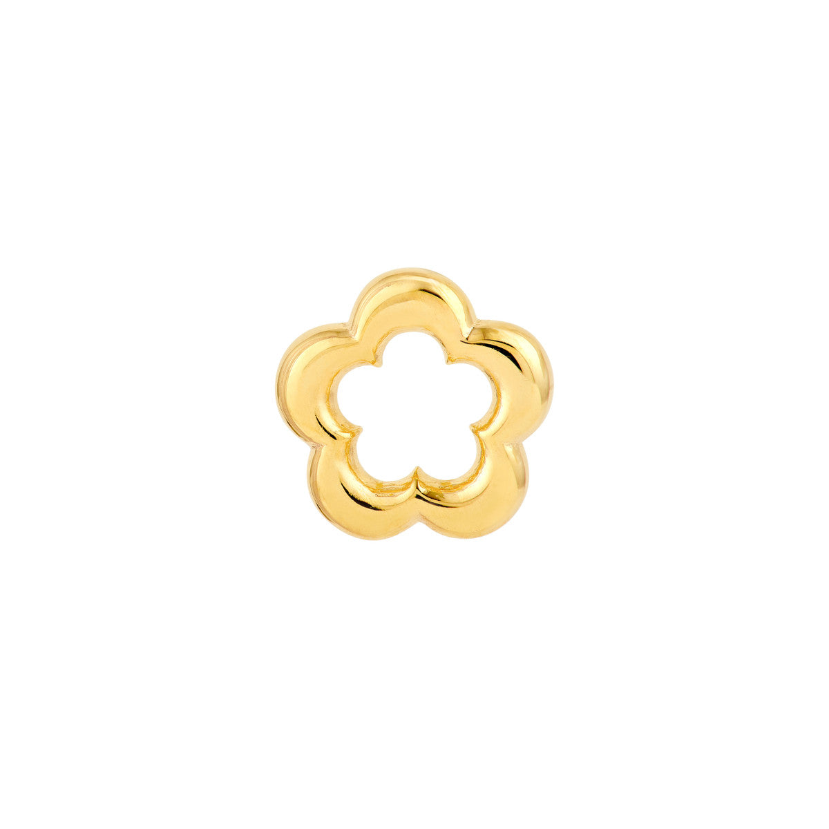14K Yellow Gold Open Flower Stud Earrings