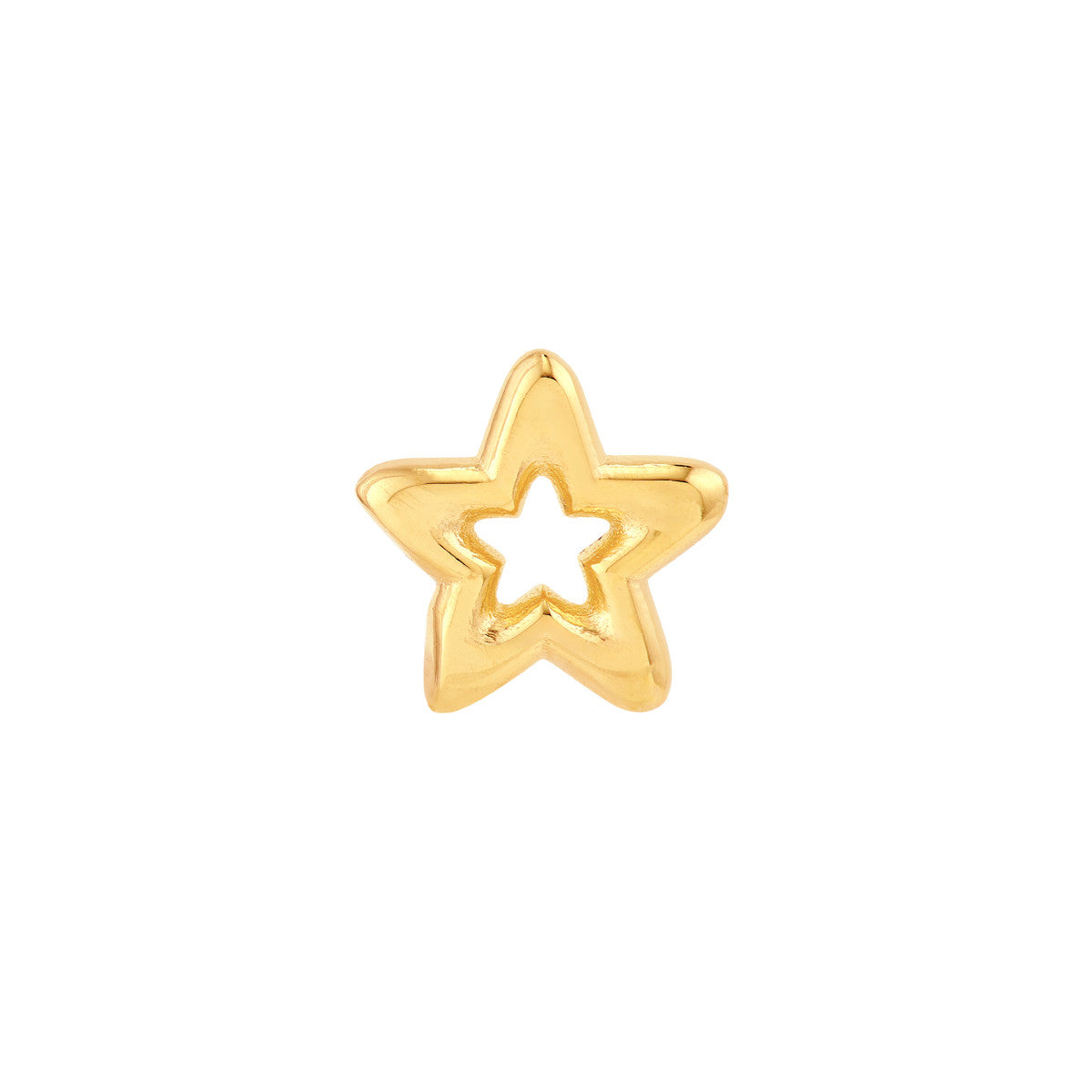 14K Yellow Gold Open Star Stud Earrings