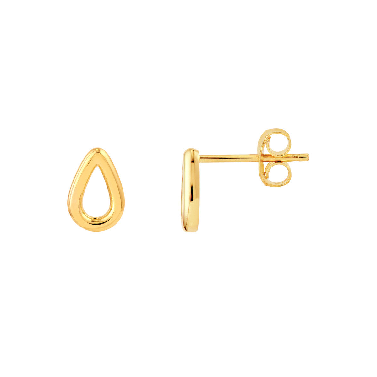14K Yellow Gold 3D Open Teardrop Stud Earrings
