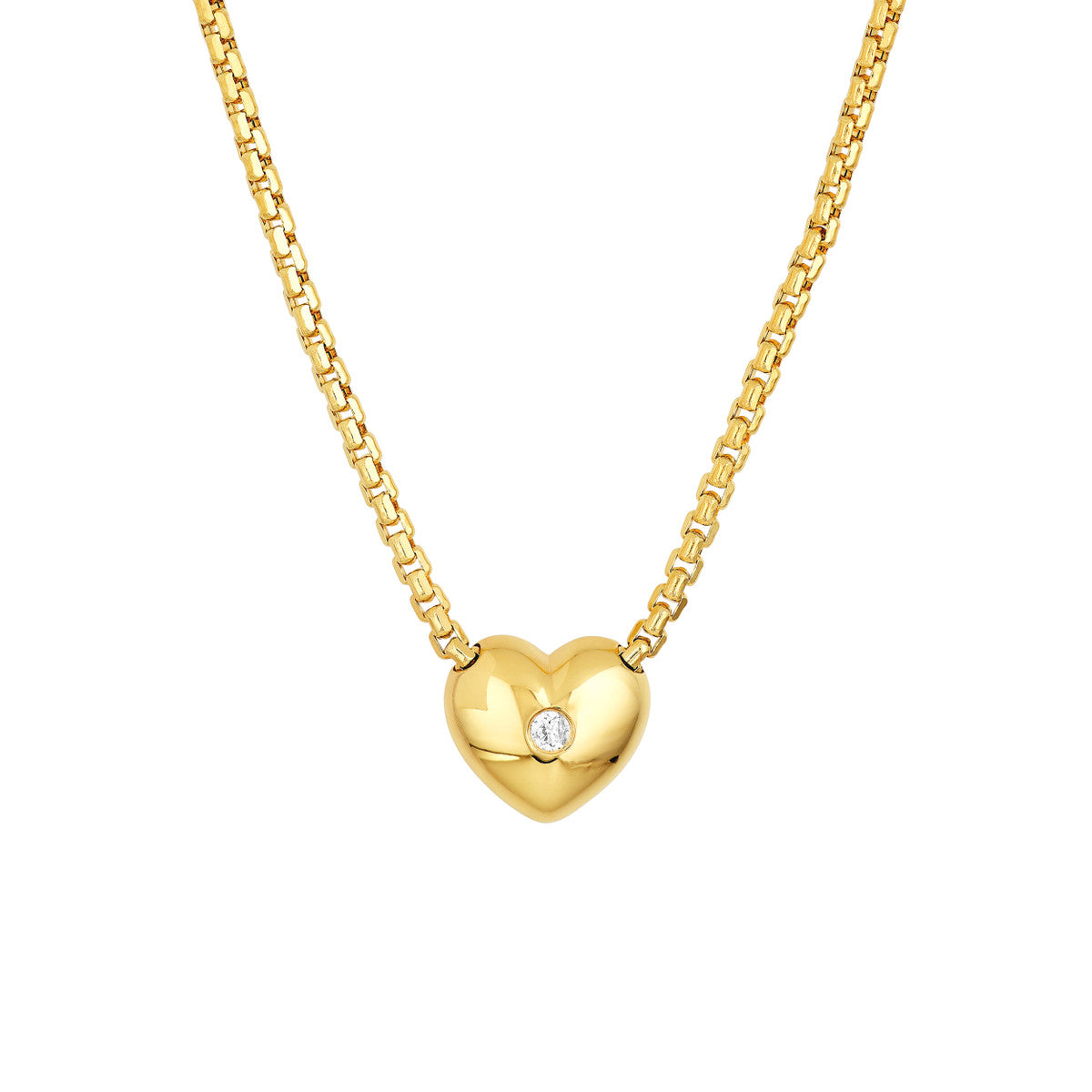 14K Yellow Gold 1/10tcw Diamond Heart Pendant Necklace