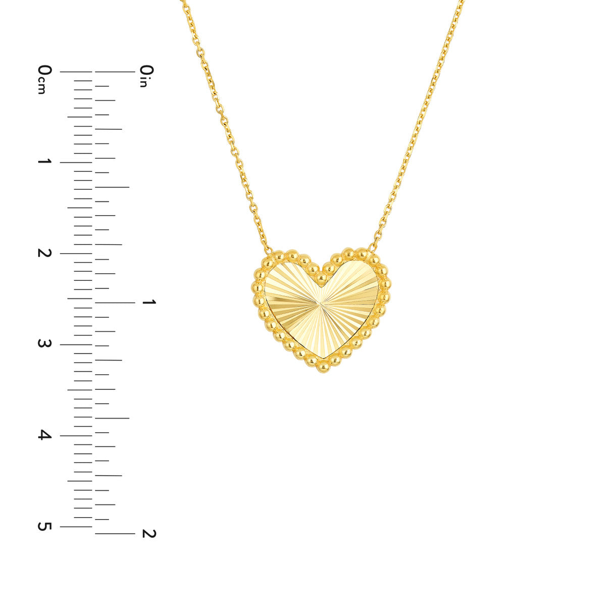 14K Yellow Gold Beaded Border Radiant Heart Necklace Birmingham Jewelry Necklace Birmingham Jewelry