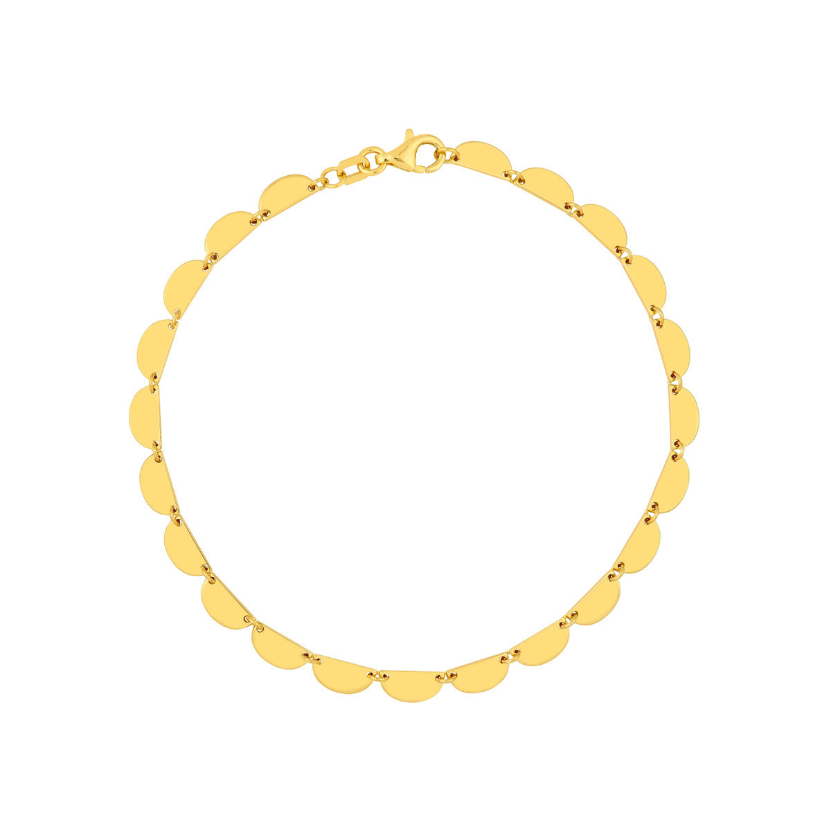 14K Yellow Gold Half Moon Link Bracelet