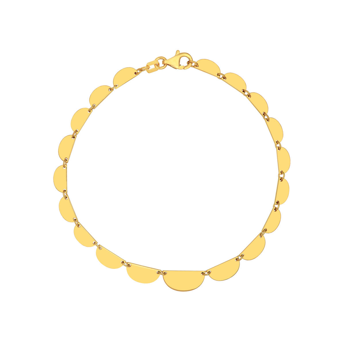 14K Yellow Gold Graduated Half Moon Link Bracelet Birmingham Jewelry Bracelet Birmingham Jewelry