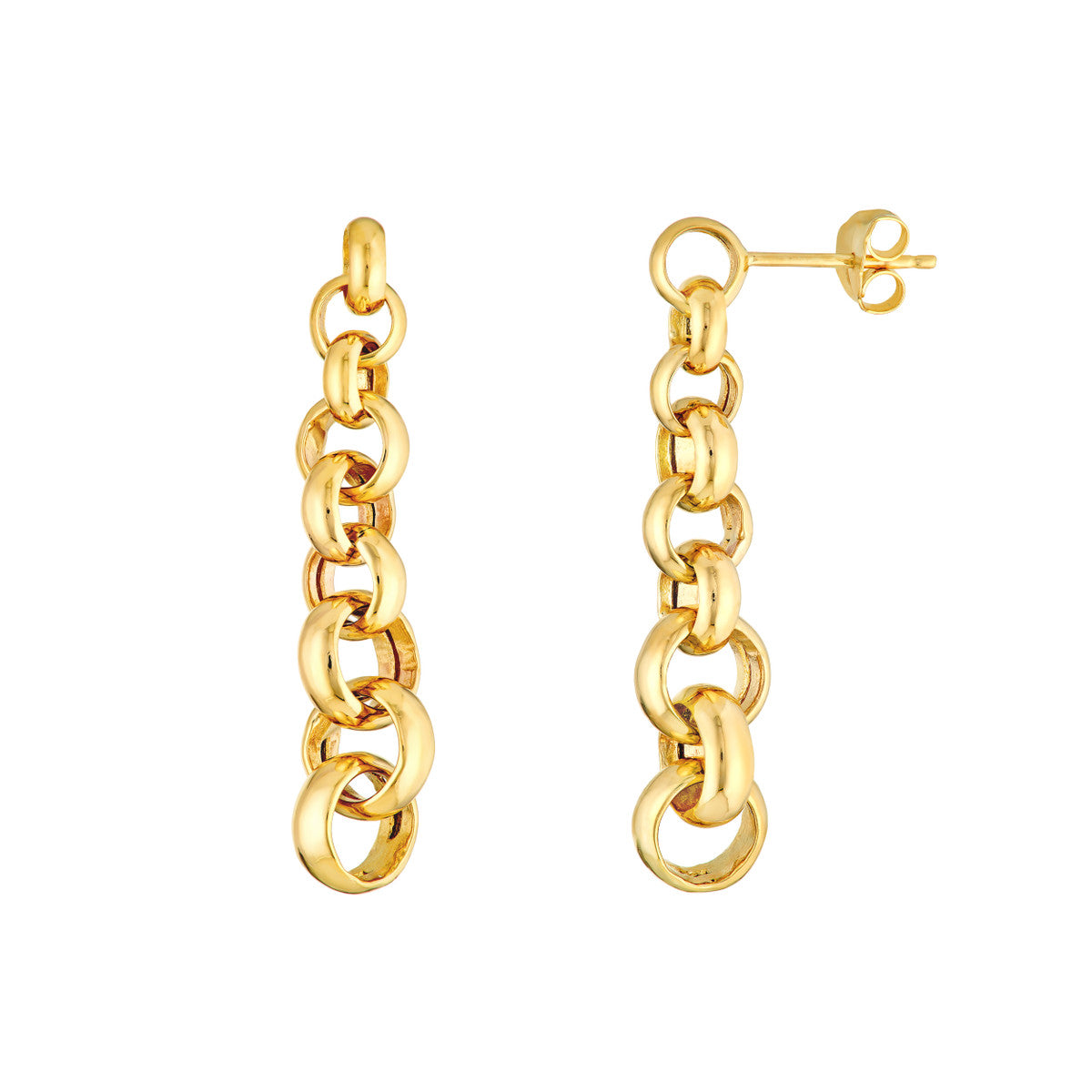 14K Yellow Gold Graduated Rolo Dangle Earrings Birmingham Jewelry Earrings Birmingham Jewelry